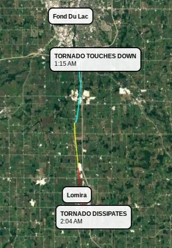Lomira EF5 Tornado Path.